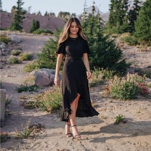 French Connection. High-Low maxi black dress.